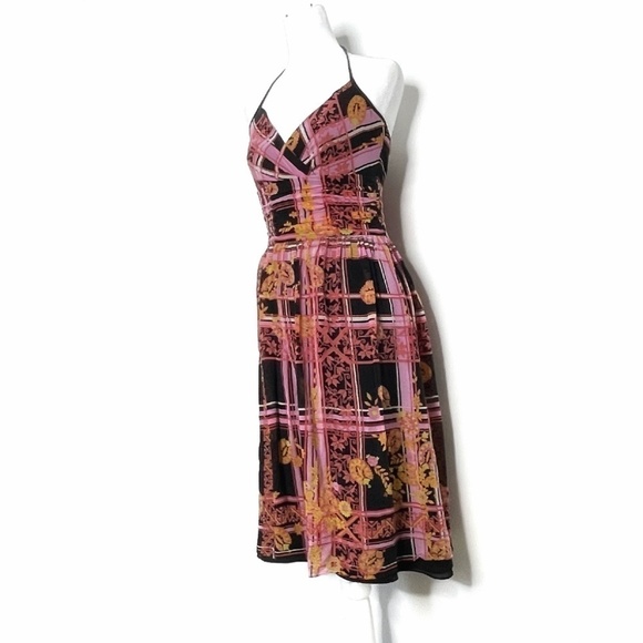 Kay Unger Silk Pin Up Style Halter Top Mid Length Cocktail Occasion Dress Size 4 - Picture 12 of 12